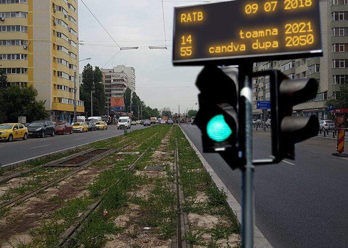 Proiect pilot în Capitală! Pe Bd. Pantelimon au fost instalate panouri care arată în ce an vine tramvaiul