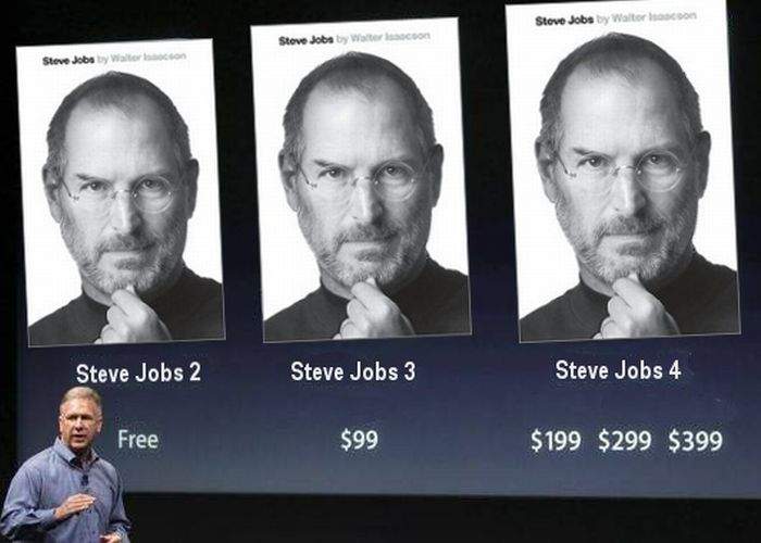 Biografia lui Steve Jobs va avea mai multe versiuni: SJ 1, SJ 2, SJ 3, SJ 4 şi SJ 4S