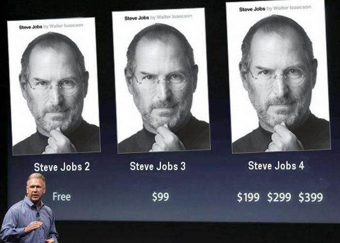 Biografia lui Steve Jobs va avea mai multe versiuni: SJ 1, SJ 2, SJ 3, SJ 4 şi SJ 4S