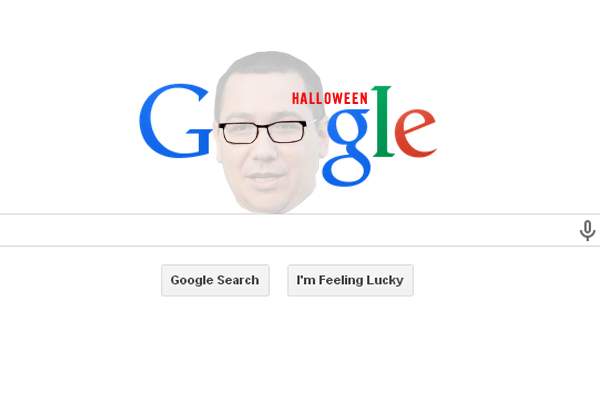 Foto! Google a celebrat Halloween-ul printr-un logo înfiorător, care conține chipul lui Ponta