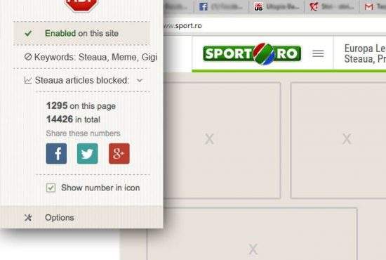 În sfârșit! AdBlock elimină acum și știrile despre Steaua de pe site-urile de sport