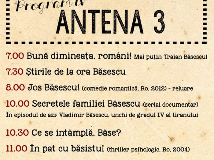 Poza zilei! Antena 3 a lansat grila de programe anti-Băsescu pentru 2016