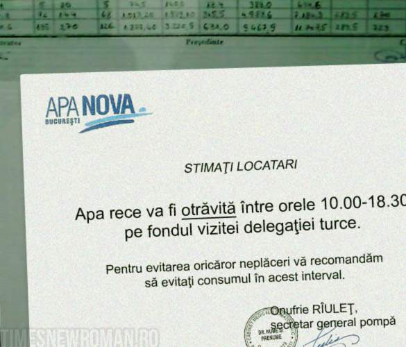 Poza zilei! Anunţul găsit de bucureşteni la avizierul blocului cu ocazia vizitei turcilor