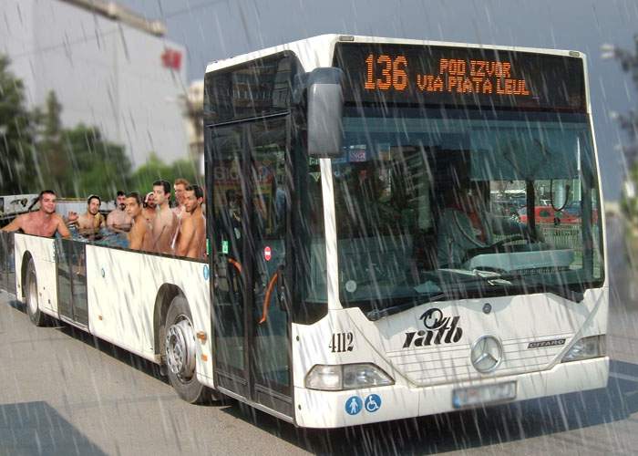 Inovație! În zilele ploioase, RATB introduce autobuze decapotabile, să se spele și călătorii