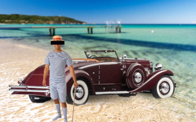 Baronul de Cocalarstein și-a împotmolit Duesenberg-ul din ’35 pe plaja din St. Tropez