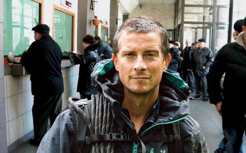 Supravieţuire la ANAF! Bear Grylls şi-a făcut un dosar cu şină din beţe şi frunze