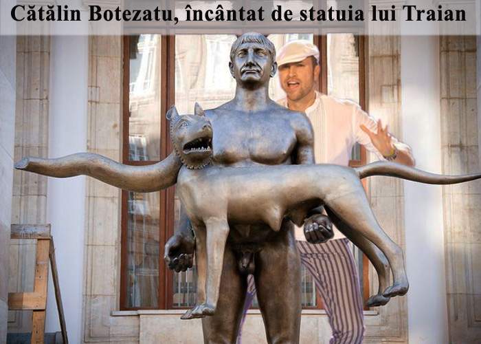 Cătălin Botezatu s-a pozat în spatele statuii lui Traian nud