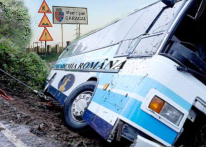 Caracalul ar putea reveni la normal! La marginea oraşului s-a răsturnat un autocar cu academicieni