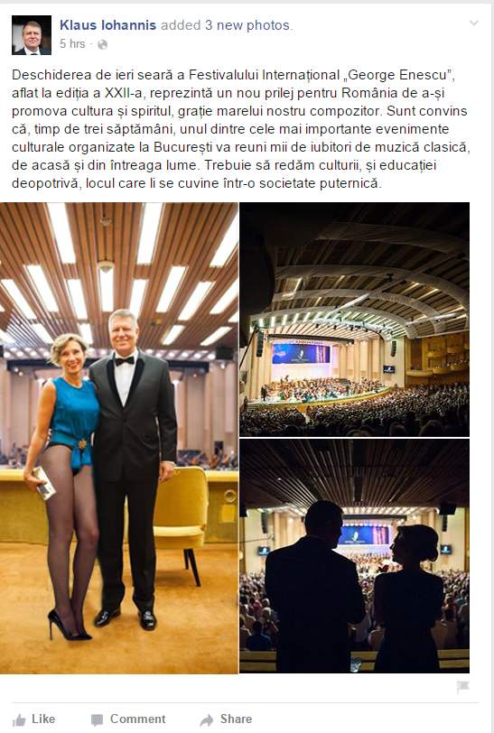 Foto! Ca să evite discuțiile despre lungimea fustei, Carmen Iohannis a venit la ”Enescu” în chiloți