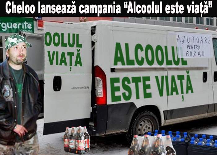 Cheloo lansează campania „Alcoolul este viaţă”, pentru românii rămaşi înzăpeziţi în cârciumi