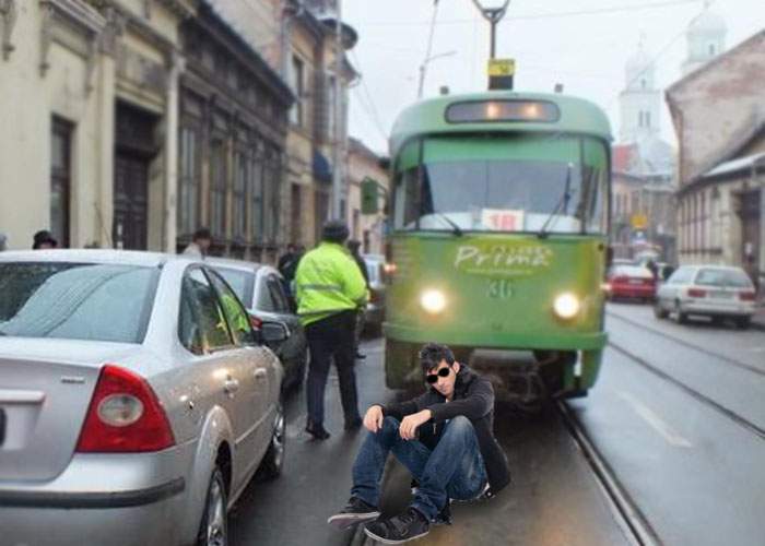 Pentru că are BMW-ul în service, un cocalar stă de 2 ore cu curul pe linia de tramvai