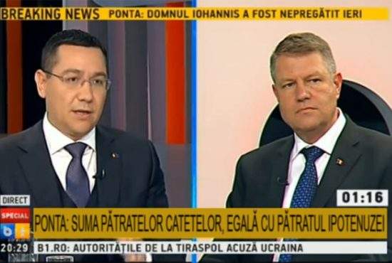 Dezbatere eşuată! Ponta şi-a adus copiuţele greşite şi i-a recitat lui Iohannis teorema lui Pitagora