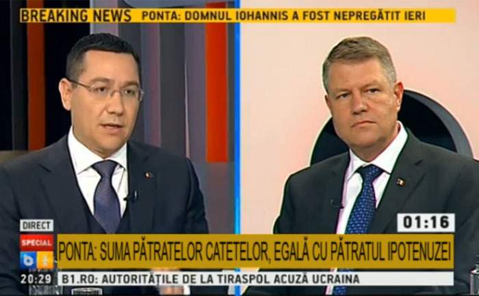 Dezbatere eşuată! Ponta şi-a adus copiuţele greşite şi i-a recitat lui Iohannis teorema lui Pitagora