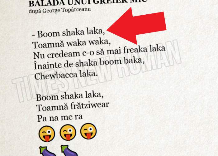 Balada unui greier mic, masacrată în manuale! „Cri cri cri”, înlocuit cu „boom shaka laka”