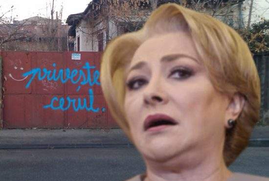 Activitatea Guvernului se suspendă azi, fiindcă Dăncilă a văzut “Priveşte cerul” pe un gard şi se uită în sus de 2 ore