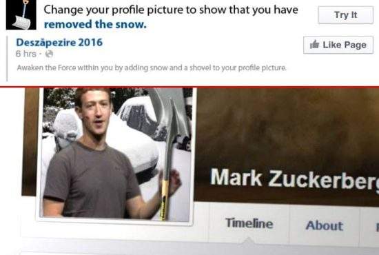 Laudă-te în voie! Acum Facebook îți permite să-ți pui o lopată de zăpadă la poza de profil