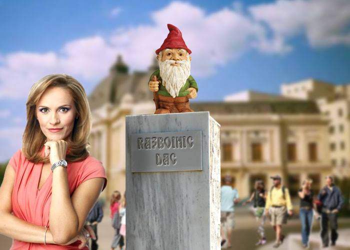 Gabi Firea a inaugurat deja statuia de dac! A folosit un pitic de grădină de care ea nu mai are nevoie