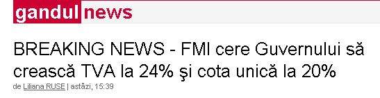 Cămătarii FMI vor să ne crească impozitele şi TVA-ul