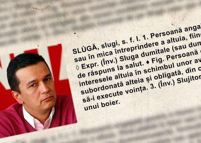 Emil Boc răsuflă ușurat! La cuvântul ”slugă” din DEX nu mai apare poza lui, ci a lui Grindeanu