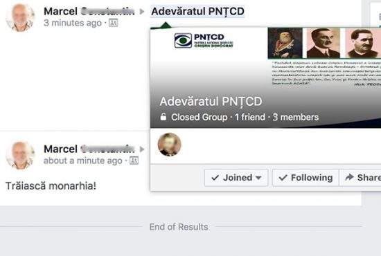 Pe Facebook există un grup cu doar 3 membri, numit PNŢCD, care nu lasă pe nimeni să intre