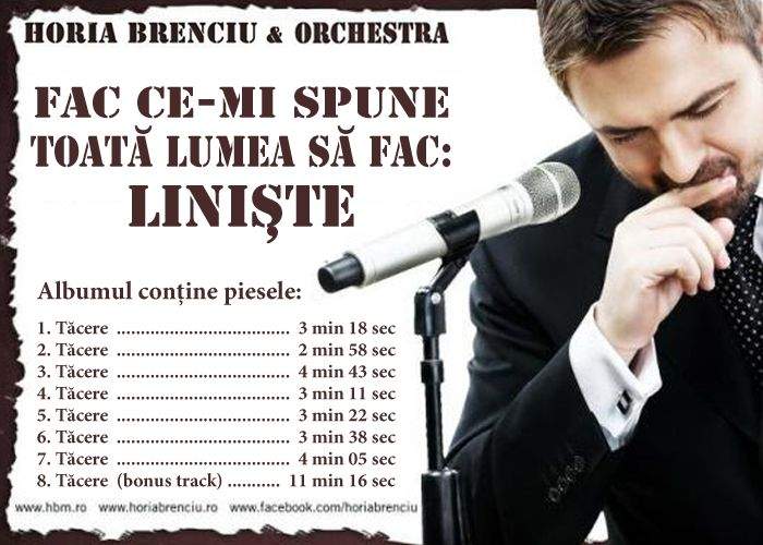 La cererea publicului, Horia Brenciu lansează un album de tăcere