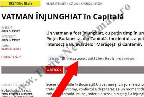 Vatman înjunghiat în Capitală! Vezi reacţia lui Mircea Lucescu de pe Facebook