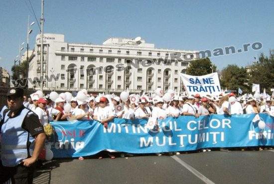 Sindicatele au organizat un miting de recunoştinţă în Bucureşti