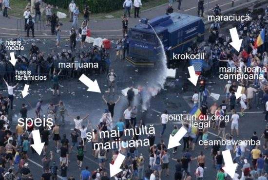 Jandarmeria susţine că nici măcar n-a dat cu gaz lacrimogen: Protestatarii aveau ochii roşii de la marijuana
