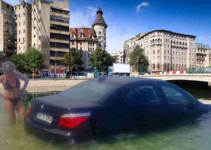 În Bucureşti a apărut o plajă artificială pentru cei care vor să intre cu BMW-ul pe nisip