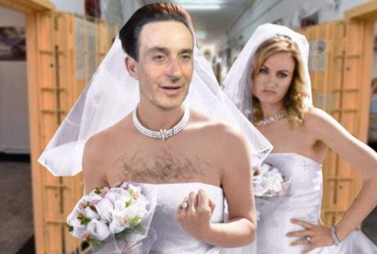 Gafă! Radu Mazăre şi iubita lui au venit amândoi îmbrăcați în rochie de mireasă la nuntă
