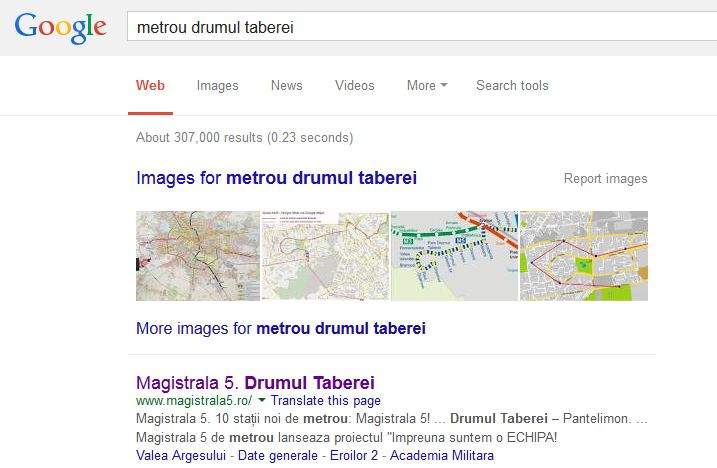 Google își cere scuze pentru că returnează 307.000 rezultate la căutarea ”metrou Drumul Taberei”