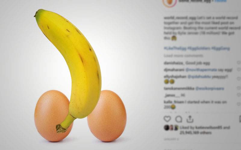 Recordul oului de pe Instagram, în pericol! Cineva a postat o poză cu două ouă și-o banană