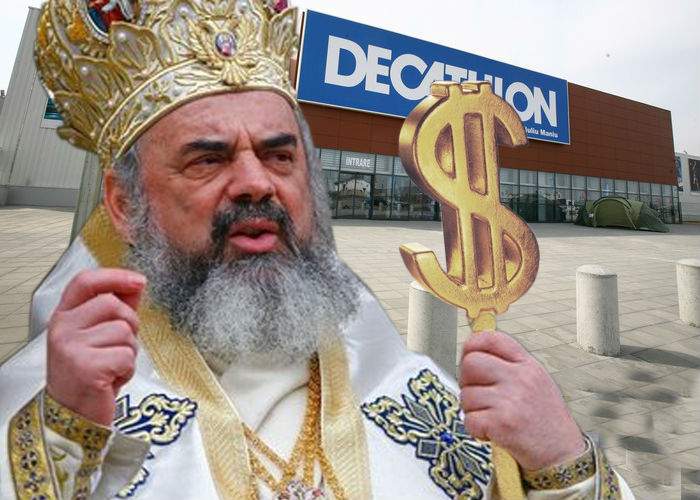 Patriarhul a făcut azi 6 milioane de Euro, sfinţind ghiozdane în faţă la Decathlon