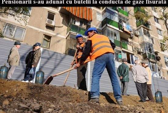 Mii se pensionari s-au adunat cu buteliile la conducta de gaze fisurată din Drumul Taberei