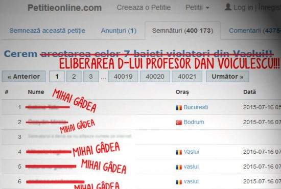Penibil! Antena 3 a folosit petiția împotriva violatorilor ca să ceară eliberarea lui Voiculescu