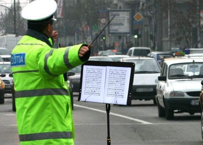 Un poliţist care dirija traficul în zona Obor a reuşit să obţină Simfonia a 9-a din claxoane