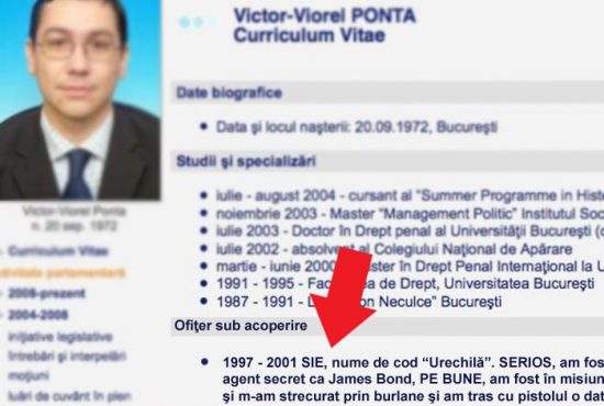 Psihologie inversă! Ponta şi-a trecut în CV că a fost ofiţer SIE şi acum nu îl mai crede nimeni