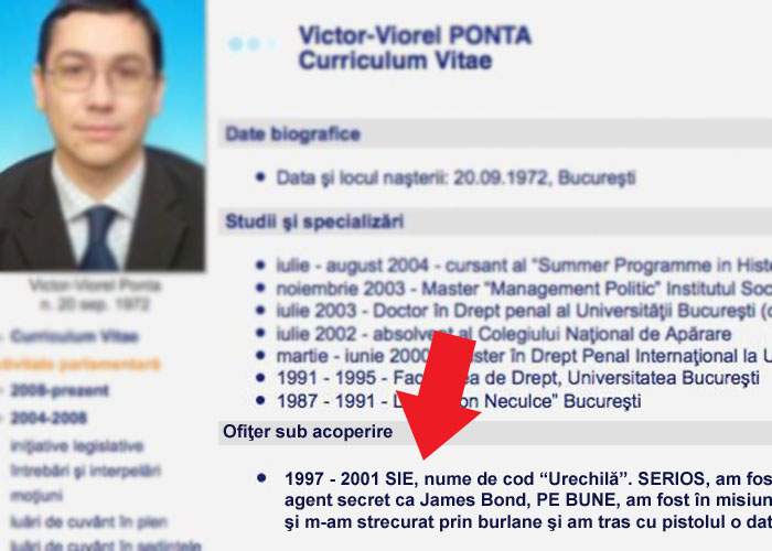 Psihologie inversă! Ponta şi-a trecut în CV că a fost ofiţer SIE şi acum nu îl mai crede nimeni