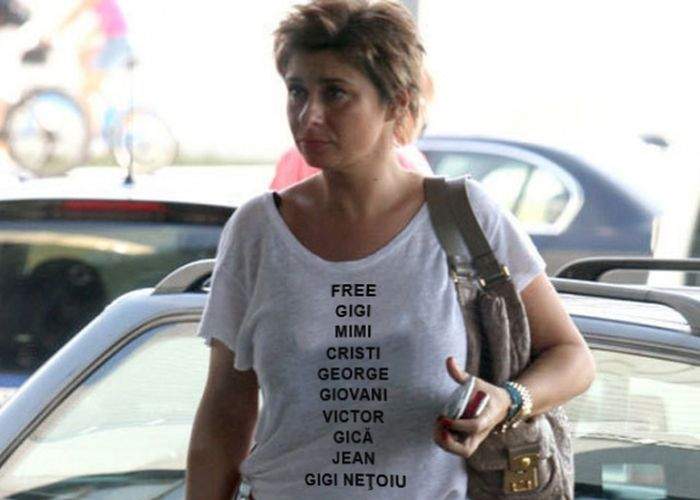 Foto! Anamaria Prodan şi-a scris pe tricou „Free Gigi, Mimi, Cristi, George, Giovani, Victor…”