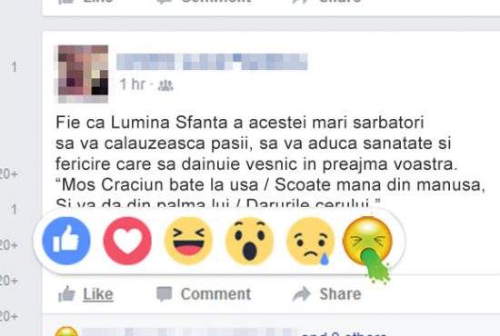 Poza zilei! Reacţia nouă introdusă de Facebook pentru statusurile cu urări de Sărbători