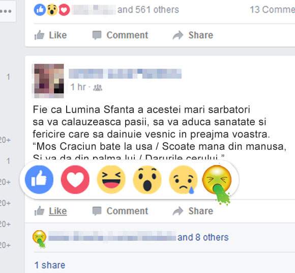 Poza zilei! Reacţia nouă introdusă de Facebook pentru statusurile cu urări de Sărbători