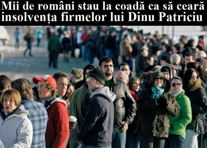 Coadă kilometrică la ghişeul unde se depun cereri de insolvenţă pentru firmele lui Patriciu