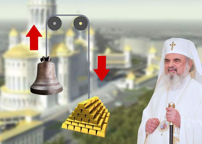 Ca să ridice clopotul uriaş cu scripetele, Patriarhul are nevoie de 25 de tone de aur de la stat, pentru contragreutate!