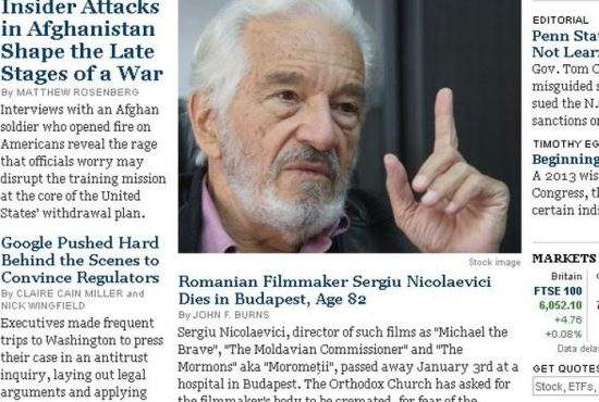 Foto! Gafă incredibilă a New York Times în articolul despre moartea lui Sergiu Nicolaescu