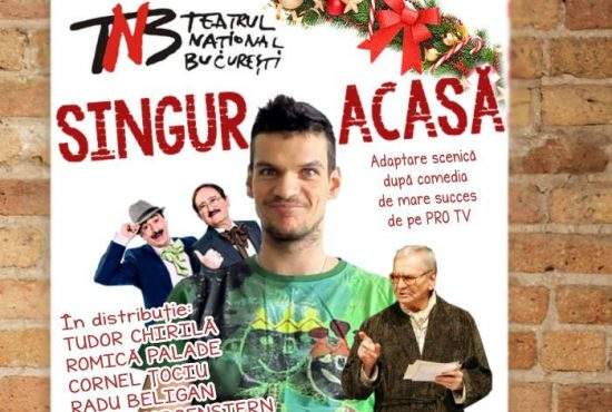 Nebunia se mută în teatru. La TNB se joacă piesa “Singur Acasă”, cu Ţociu şi Palade în rolul hoţilor