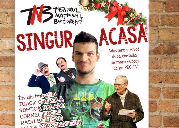 Nebunia se mută în teatru. La TNB se joacă piesa “Singur Acasă”, cu Ţociu şi Palade în rolul hoţilor