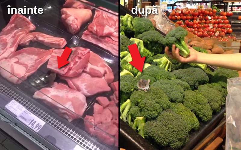 Pentru că e post, șoarecele din Kaufland a fost mutat de la carne la raionul legume