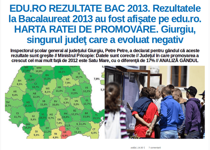 Rezultate finale Bac 2013. Gandul.info a câştigat proba de spam pe internet