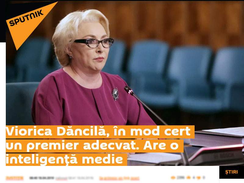 Poza zilei! Viorica Dăncilă, ridicată în slăvi de propaganda rusă de la Sputnik