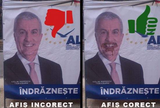 Tăriceanu, somat să schimbe afişele electorale, pentru că nu e mânjit cu căcat la gură, cum e normal